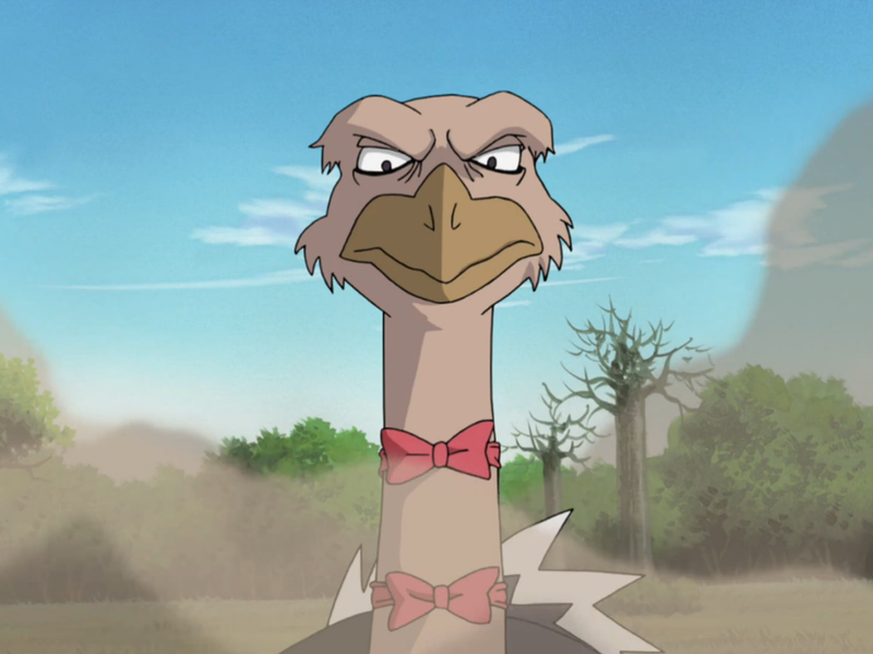 The ninja ostrich currently under scrutiny. Whether those bow ties are pink or red is the next black and blue dress.